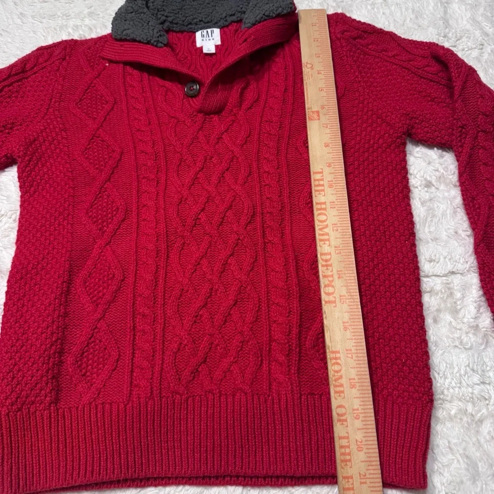 Gap Kids Red Cable Knit Sweater XL 14/16 Mock Neck Sherpa Lined Cozy Holiday